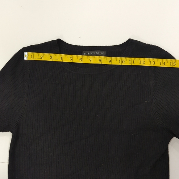 Saks Fifth Avenue Black Shortsleeve Sweater Dress Midi - Women's Size M - Picture 6 of 10